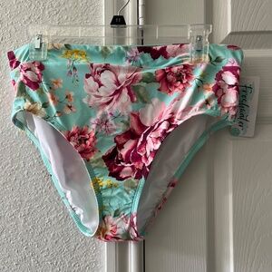 Freshwater Floral High Waist Bikini Swim Bottoms size Large